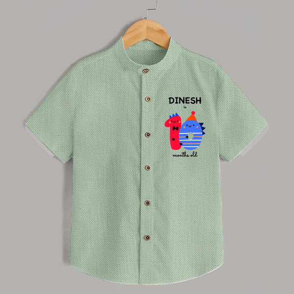 Milestone Shirt for 10th Month | Soft Cotton Personalized Shirt | Unisex Design - MINT GREEN - 0 - 6 Months Old (Chest 23")