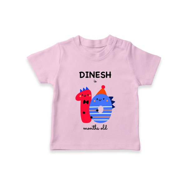 Milestone T-Shirt for 10th Month | Soft Cotton Personalized T-Shirt | Unisex Design - BABY PINK - 0-5 Months Old (Chest 17")
