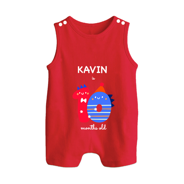 Milestone Romper Suit/ Sleeveless Romper for 10th Month | Soft Cotton Personalized Romper Suit/ Sleeveless Romper | Unisex Design - RED - 0 - 5 Months Old (Chest 18")