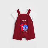 Celebrate The Tenth Month Birthday Custom Dungaree, Featuring with your Baby's name - RED - 0 - 5 Months Old (Chest 17")