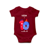 Celebrate The Tenth Month Birthday Custom Romper, Featuring with your Baby's name - MAROON - 0 - 3 Months Old (Chest 16")