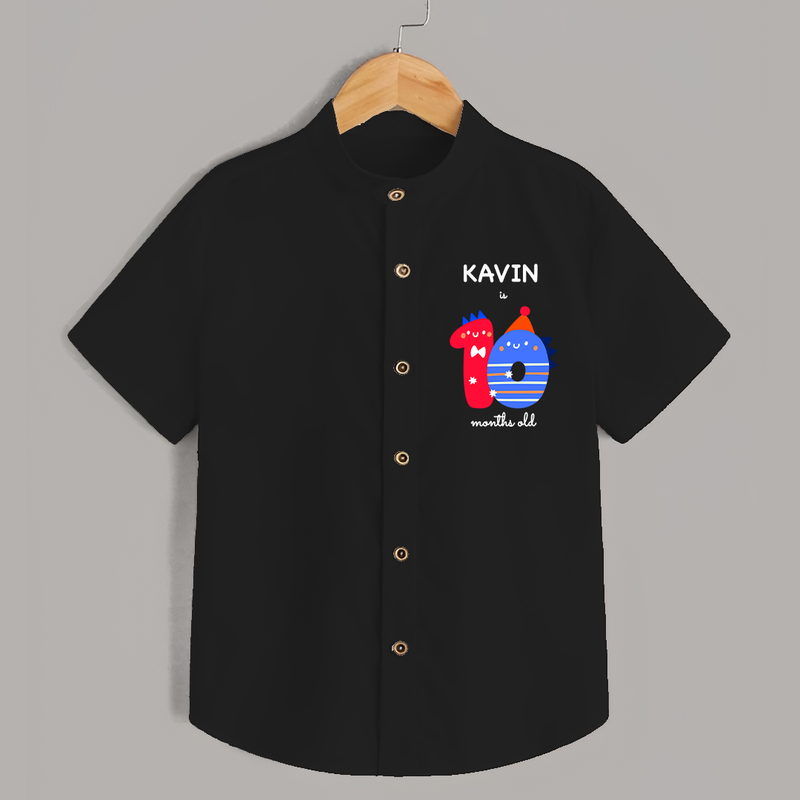 Milestone Shirt for 10th Month | Soft Cotton Personalized Shirt | Unisex Design - BLACK - 0 - 6 Months Old (Chest 23")