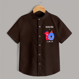Milestone Shirt for 10th Month | Soft Cotton Personalized Shirt | Unisex Design - CHOCOLATE BROWN - 0 - 6 Months Old (Chest 23")
