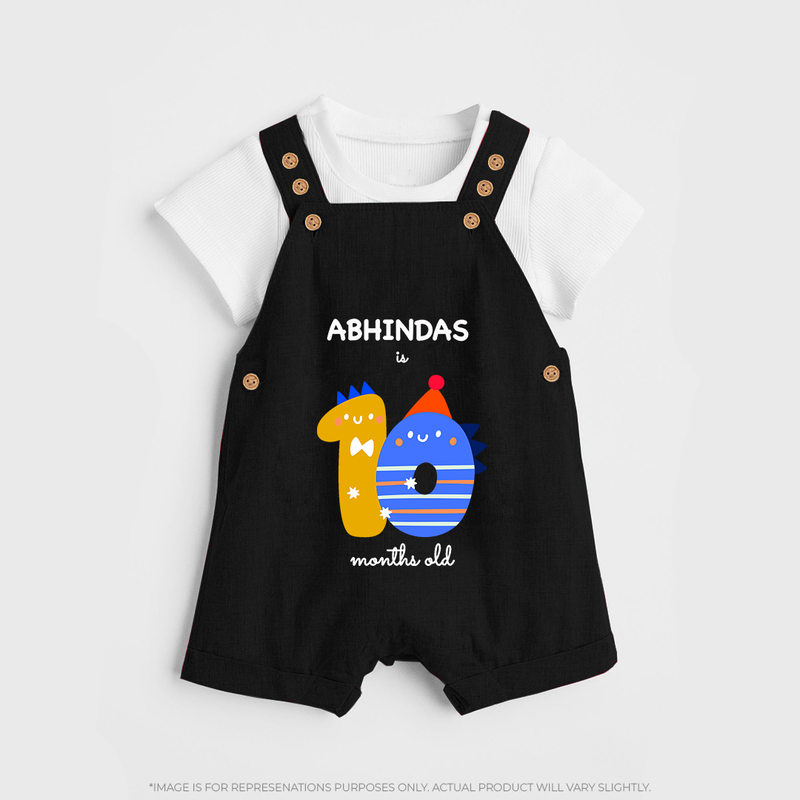 Celebrate Your Baby's 10-Month Journey With Our Beautifully Customized Baby Dungaree Set, Perfect For Capturing Magical Memories - BLACK - 0 - 5 Months Old (Chest 18")