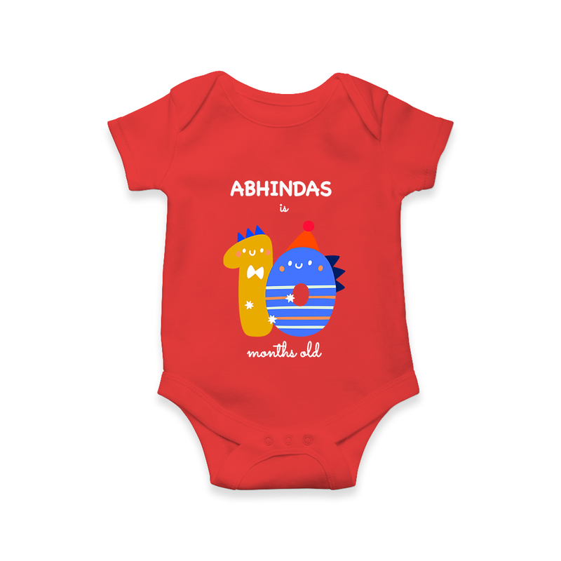 Celebrate Your Baby's 10-Month Journey With Our Beautifully Customized Baby Romper, Perfect For Capturing Magical Memories - RED - 0 - 3 Months Old (Chest 16")