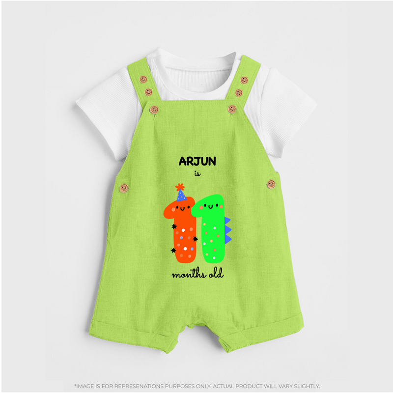 Celebrate Your Baby's 11-Month Journey With Our Beautifully Customized Baby Dungaree Set, Perfect For Capturing Magical Memories - GREEN - 0 - 5 Months Old (Chest 18")