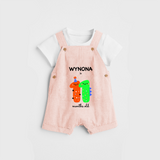 Celebrate The Eleventh Month Birthday Custom Dungaree, Featuring with your Baby's name - PEACH - 0 - 5 Months Old (Chest 17")