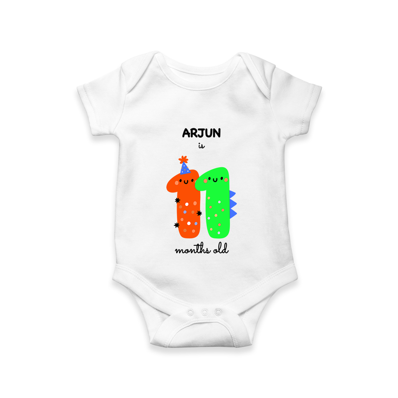 Celebrate Your Baby's 11-Month Journey With Our Beautifully Customized Baby Romper, Perfect For Capturing Magical Memories - WHITE - 0 - 3 Months Old (Chest 16")