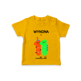 Celebrate The Eleventh Month Birthday Custom T-Shirt, Featuring with your Baby's name - CHROME YELLOW - 0 - 5 Months Old (Chest 17")