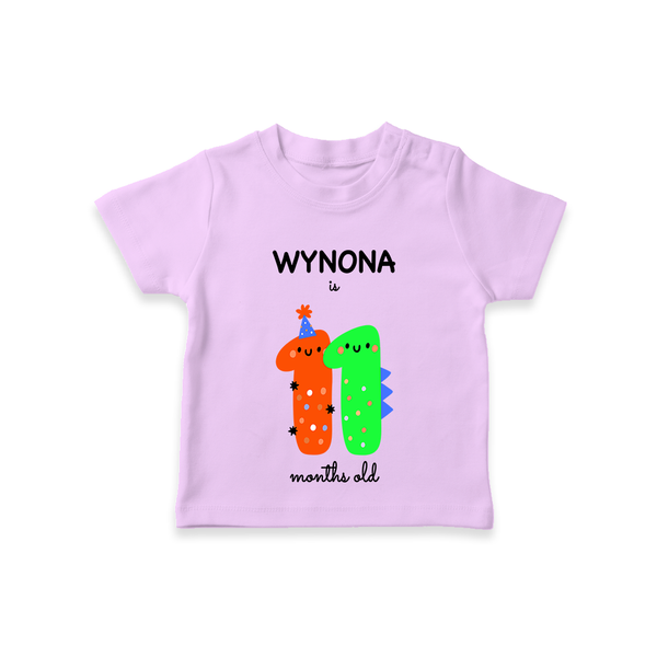Celebrate The Eleventh Month Birthday Custom T-Shirt, Featuring with your Baby's name - LILAC - 0 - 5 Months Old (Chest 17")