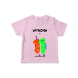 Celebrate The Eleventh Month Birthday Custom T-Shirt, Featuring with your Baby's name - PINK - 0 - 5 Months Old (Chest 17")