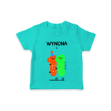 Celebrate The Eleventh Month Birthday Custom T-Shirt, Featuring with your Baby's name - TEAL - 0 - 5 Months Old (Chest 17")