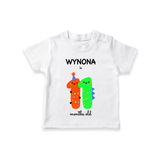 Celebrate The Eleventh Month Birthday Custom T-Shirt, Featuring with your Baby's name - WHITE - 0 - 5 Months Old (Chest 17")