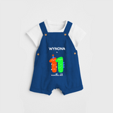 Celebrate The Eleventh Month Birthday Custom Dungaree, Featuring with your Baby's name - COBALT BLUE - 0 - 5 Months Old (Chest 17")