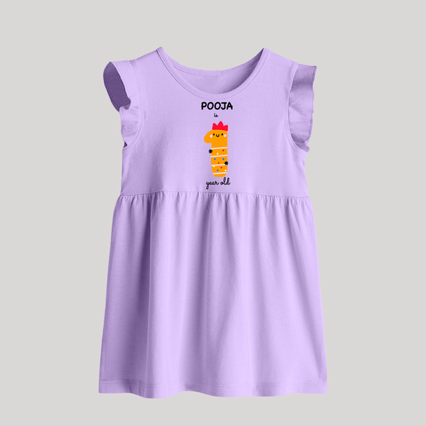 Milestone Baby Frock for 1st Year | Soft Cotton Personalized Baby Frock | Unisex Design - LILAC - 0 - 3 Months Old (Chest 17")
