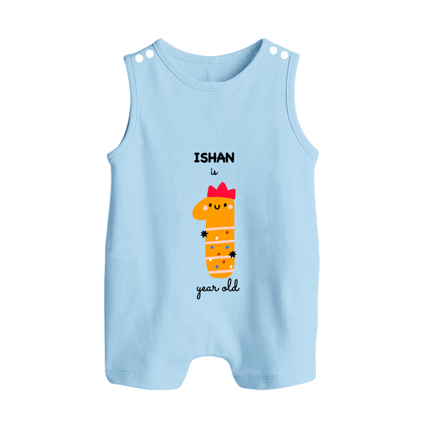 Milestone Romper Suit/ Sleeveless Romper for 1st Year | Soft Cotton Personalized Romper Suit/ Sleeveless Romper | Unisex Design - BABY BLUE - 0 - 5 Months Old (Chest 18")