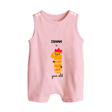 Milestone Romper Suit/ Sleeveless Romper for 1st Year | Soft Cotton Personalized Romper Suit/ Sleeveless Romper | Unisex Design - BABY PINK - 0 - 5 Months Old (Chest 18")