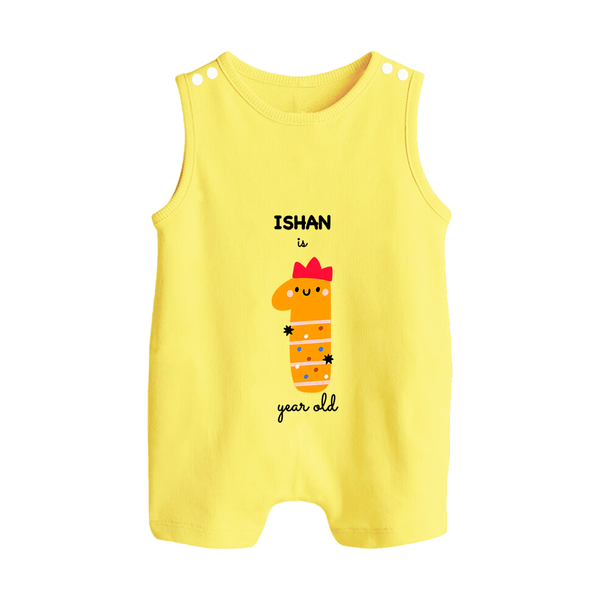Milestone Romper Suit/ Sleeveless Romper for 1st Year | Soft Cotton Personalized Romper Suit/ Sleeveless Romper | Unisex Design - PASTEL YELLOW - 0 - 5 Months Old (Chest 18")