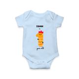 Milestone Romper for 1 Year | Soft Cotton Personalized Romper/Onesie | Unisex Design - BABY BLUE - New Born (Chest 14")