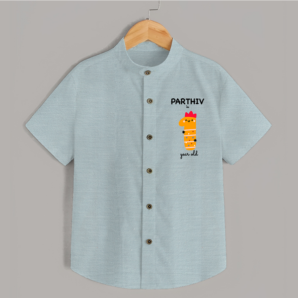 Milestone Shirt for 1st Year | Soft Cotton Personalized Shirt | Unisex Design - ARCTIC BLUE - 0 - 6 Months Old (Chest 23")