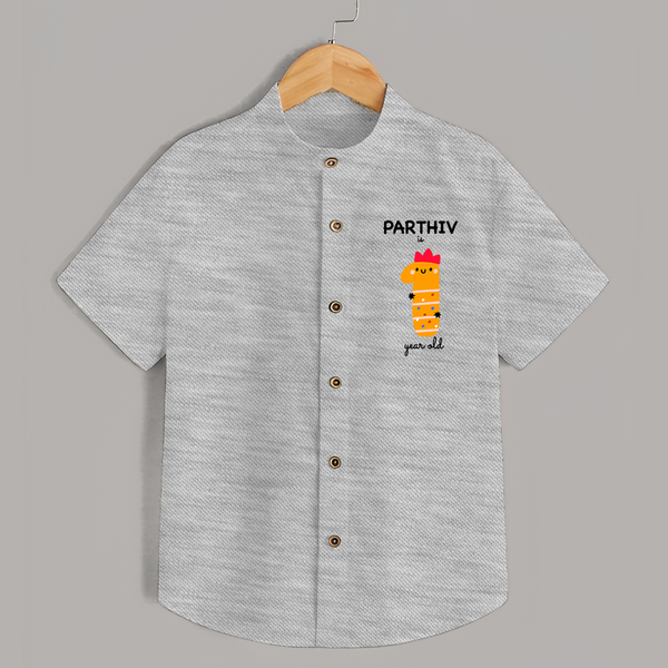 Milestone Shirt for 1st Year | Soft Cotton Personalized Shirt | Unisex Design - GREY - 0 - 6 Months Old (Chest 23")