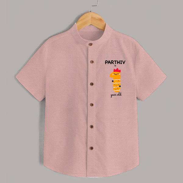 Milestone Shirt for 1st Year | Soft Cotton Personalized Shirt | Unisex Design - PEACH - 0 - 6 Months Old (Chest 23")