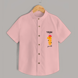 Celebrate The First Year Birthday Custom Shirt, Featuring with your Baby's name - PEACH - 0 - 6 Months Old (Chest 21")