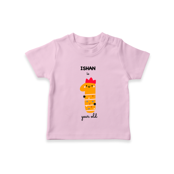 Milestone T-Shirt for 1st Year | Soft Cotton Personalized T-Shirt | Unisex Design - BABY PINK - 0-5 Months Old (Chest 17")