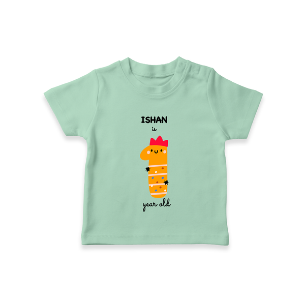 Milestone T-Shirt for 1st Year | Soft Cotton Personalized T-Shirt | Unisex Design - MINT GREEN - 0-5 Months Old (Chest 17")