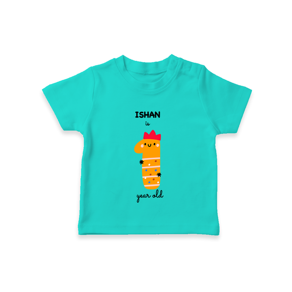 Milestone T-Shirt for 1st Year | Soft Cotton Personalized T-Shirt | Unisex Design - TEAL - 0-5 Months Old (Chest 17")