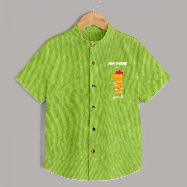 Milestone Shirt for 1st Year | Soft Cotton Personalized Shirt | Unisex Design - LIME GREEN - 0 - 6 Months Old (Chest 23")
