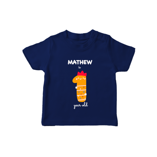 Milestone T-Shirt for 1st Year | Soft Cotton Personalized T-Shirt | Unisex Design - NAVY BLUE - 0-5 Months Old (Chest 17")