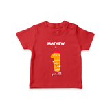 Milestone T-Shirt for 1st Year | Soft Cotton Personalized T-Shirt | Unisex Design - RED - 0-5 Months Old (Chest 17")