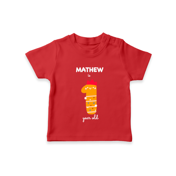 Milestone T-Shirt for 1st Year | Soft Cotton Personalized T-Shirt | Unisex Design - RED - 0-5 Months Old (Chest 17")