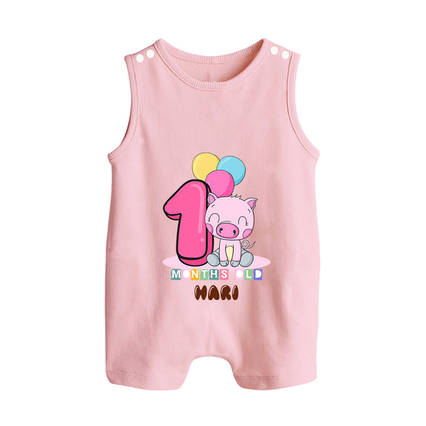 Custom Baby Romper Suit/ Sleeveless Romper for 1 Month Milestone | Soft Cotton Romper Suit/ Sleeveless Romper | Personalized Name Print - BABY PINK - 0 - 5 Months Old (Chest 18")