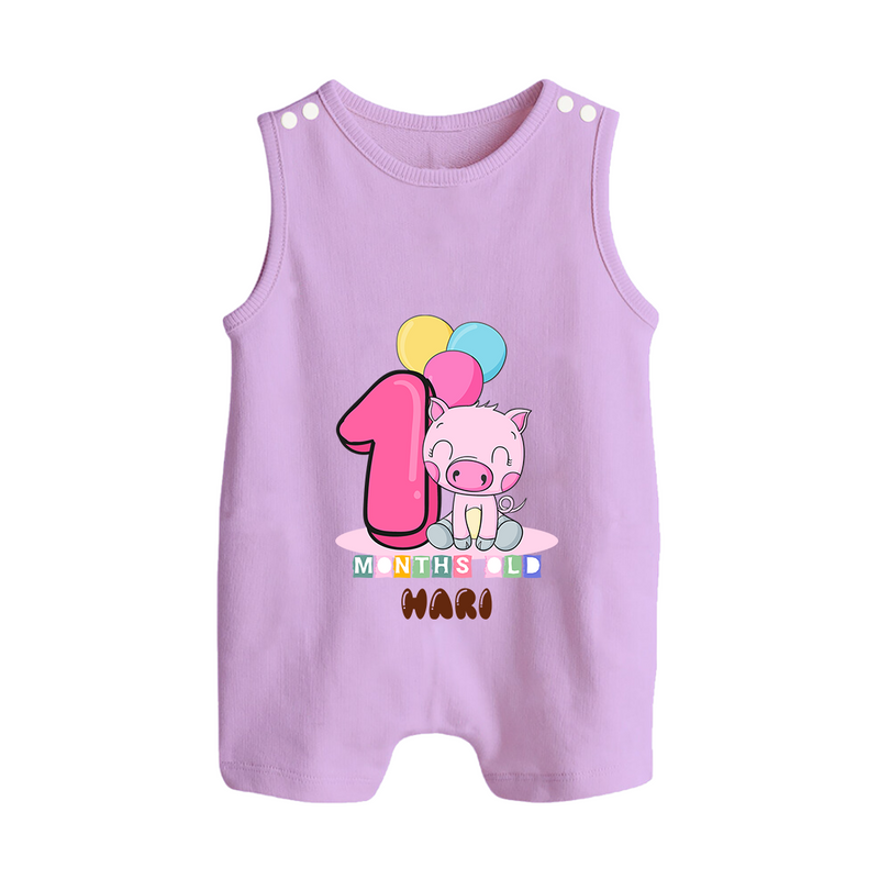Custom Baby Romper Suit/ Sleeveless Romper for 1 Month Milestone | Soft Cotton Romper Suit/ Sleeveless Romper | Personalized Name Print - LILAC - 0 - 5 Months Old (Chest 18")