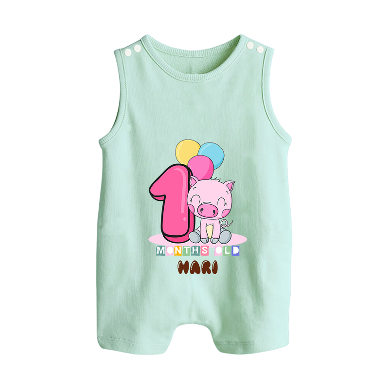 Custom Baby Romper Suit/ Sleeveless Romper for 1 Month Milestone | Soft Cotton Romper Suit/ Sleeveless Romper | Personalized Name Print - MINT GREEN - 0 - 5 Months Old (Chest 18")
