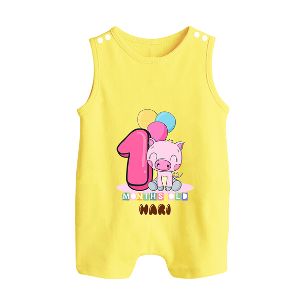 Custom Baby Romper Suit/ Sleeveless Romper for 1 Month Milestone | Soft Cotton Romper Suit/ Sleeveless Romper | Personalized Name Print - PASTEL YELLOW - 0 - 5 Months Old (Chest 18")