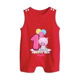 Make Your BabyÕs 1st Month Extra Special With Our Customized Baby Romper Suit - RED - 0 - 5 Months Old (Chest 18")