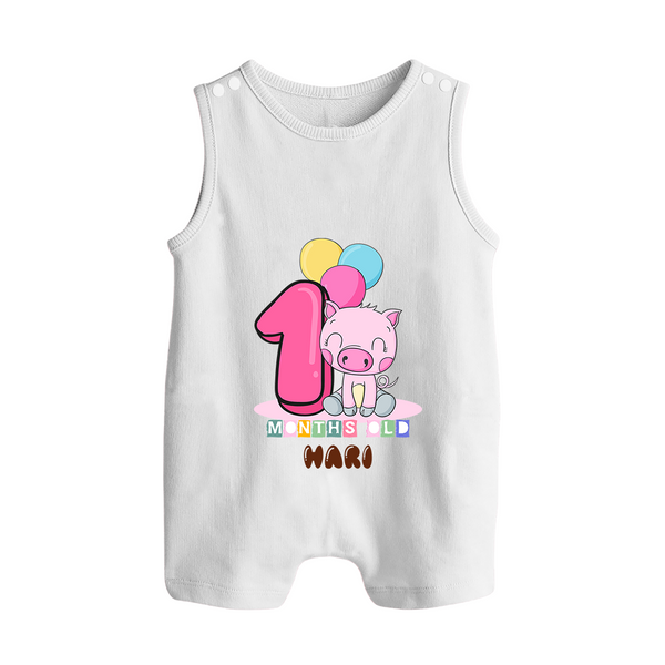 Custom Baby Romper Suit/ Sleeveless Romper for 1 Month Milestone | Soft Cotton Romper Suit/ Sleeveless Romper | Personalized Name Print - WHITE - 0 - 5 Months Old (Chest 18")