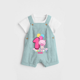 Celebrate The First Month Birthday Customised Dungaree set - ARCTIC BLUE - 0 - 5 Months Old (Chest 17")