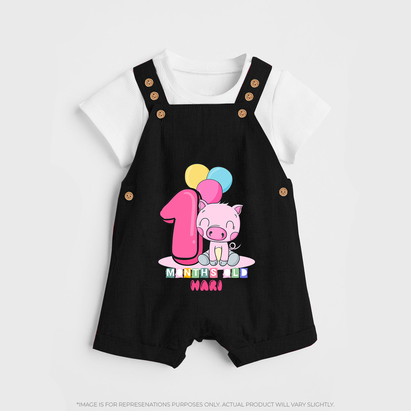 Make Your BabyÕs 1st Month Extra Special With Our Customized Baby Dungaree Set - BLACK - 0 - 5 Months Old (Chest 18")