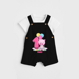 Celebrate The First Month Birthday Customised Dungaree set - BLACK - 0 - 5 Months Old (Chest 17")