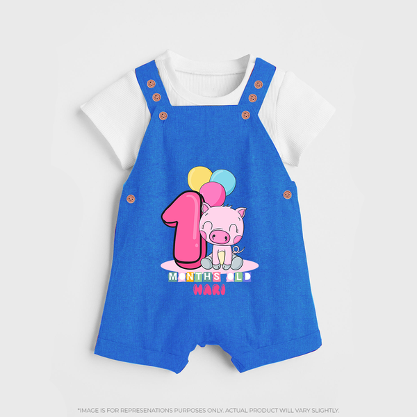 Make Your BabyÕs 1st Month Extra Special With Our Customized Baby Dungaree Set - COBALT BLUE - 0 - 5 Months Old (Chest 18")