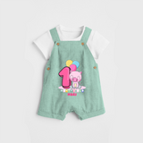 Celebrate The First Month Birthday Customised Dungaree set - LIGHT GREEN - 0 - 5 Months Old (Chest 17")