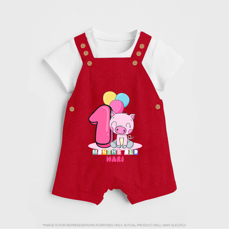 Make Your BabyÕs 1st Month Extra Special With Our Customized Baby Dungaree Set - RED - 0 - 5 Months Old (Chest 18")