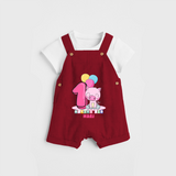 Celebrate The First Month Birthday Customised Dungaree set - RED - 0 - 5 Months Old (Chest 17")