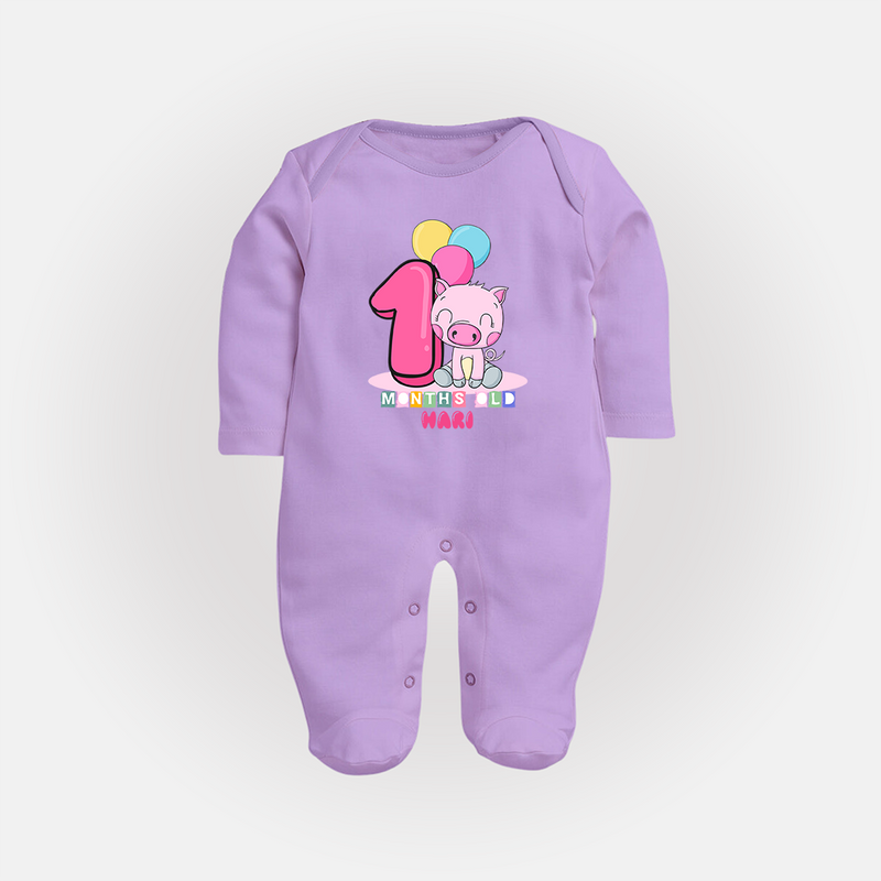 Make Your BabyÕs 1st Month Extra Special With Our Customized Baby Sleep Suit - LILAC - New Born (Chest 7.5")