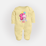 Make Your BabyÕs 1st Month Extra Special With Our Customized Baby Sleep Suit - PASTEL YELLOW - New Born (Chest 7.5")