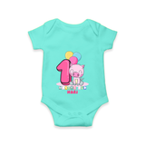 Celebrate The First  Month Birthday Customised Romper - ARCTIC BLUE - 0 - 3 Months Old (Chest 16")